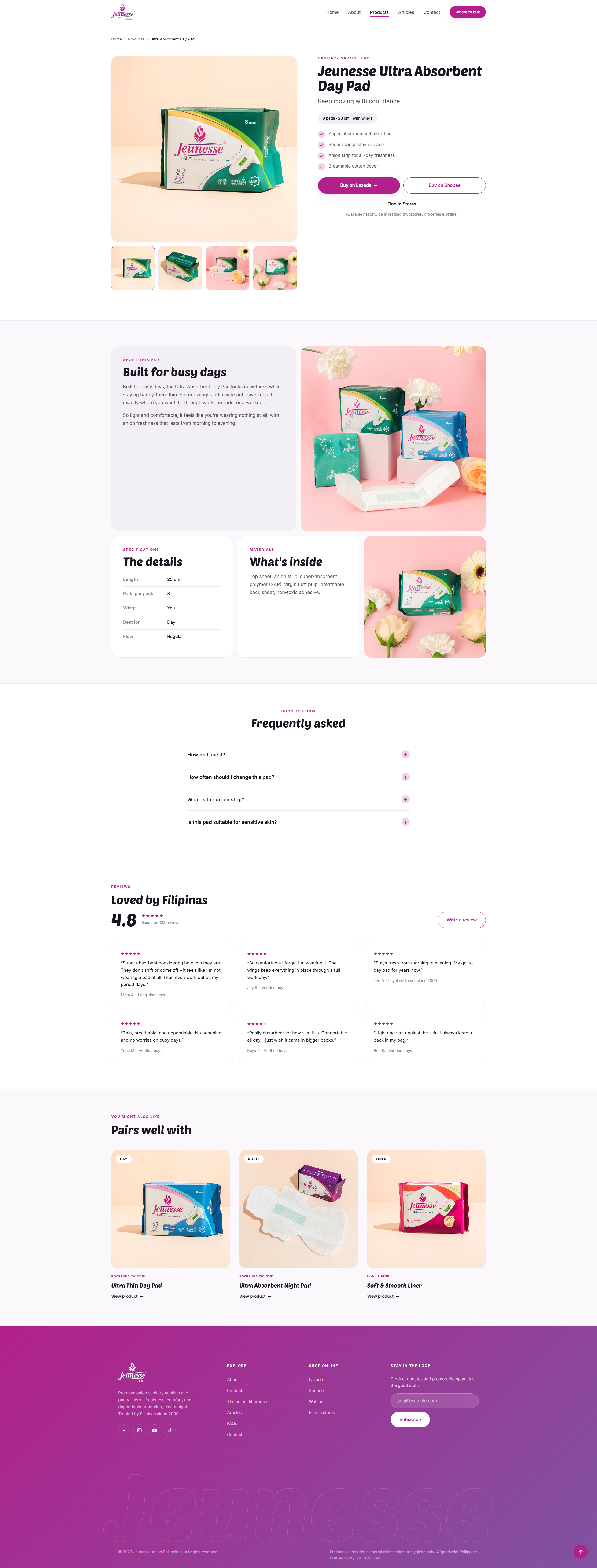 Preview of the single product page template